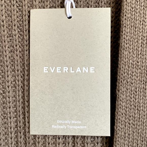NWT Everlane The Oversized Cotton Ribbed Chunky Knit Cardigan in Clay - Picture 7 of 8
